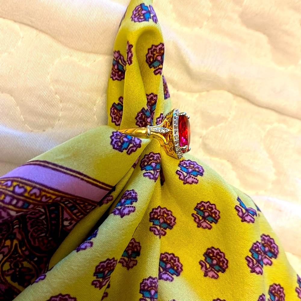 Ruby And Diamond Ring. Synthetic Ruby And Cz’s - image 2